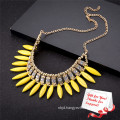 Ethnic Yellow Crystal Tassel Evening Dress Accessories Jewelry Necklace Gifts